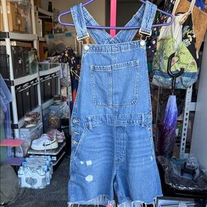 GAP women’s Blue Denim Short Overalls